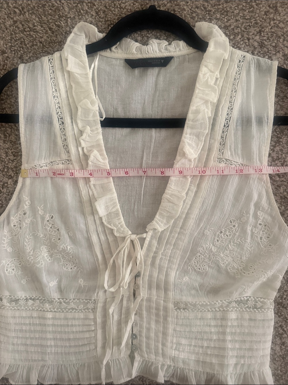 Zara White Eyelet Embroidered Gauze Top - Picture 10 of 10